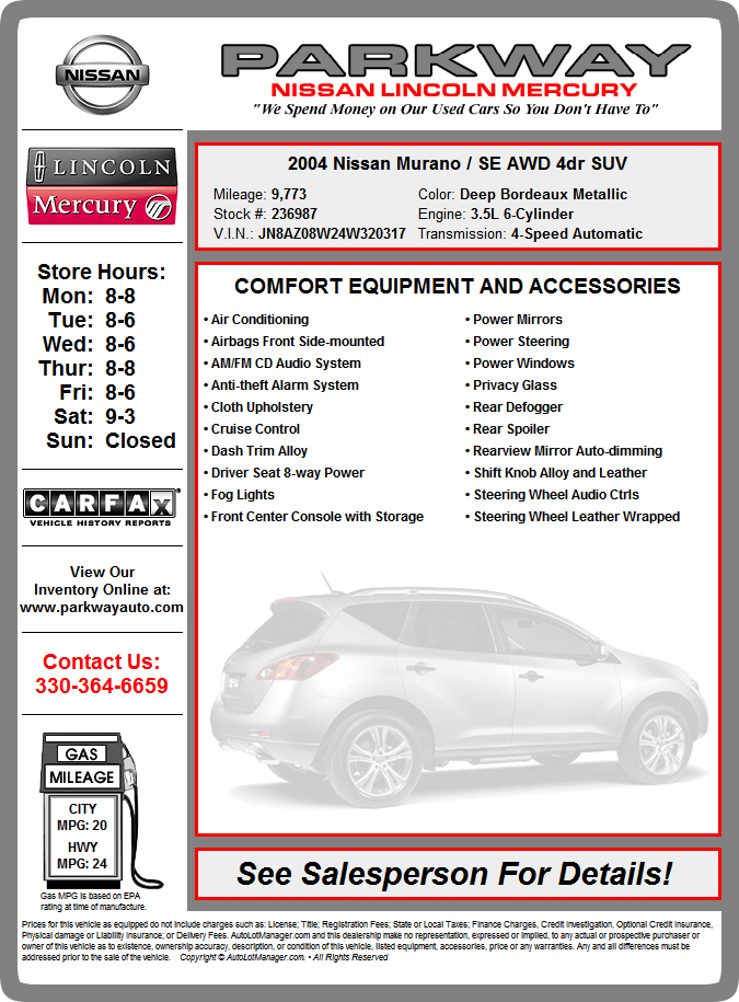 [PORTABLE] Free Used Car Window Sticker Template