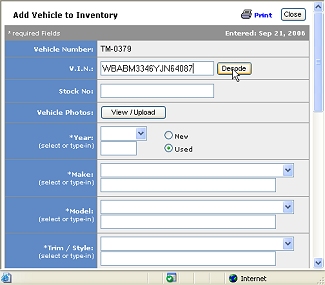 Easy To Use VIN Decoder Makes Adding a Car Simple